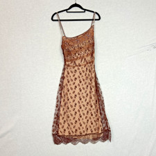 Collette Dinnigan Vintage 90's Silk Embellished Beaded Dress Size Medium Asym