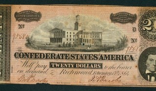 $20 1864 Confederate States of America PAPER CURRENCY AUCTIONS
