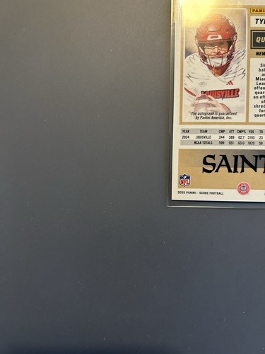 2025 Panini Score Football TYLER SHOUGH RC Signatures Red Zone AUTO 16/20 Saints - Picture 11 of 12