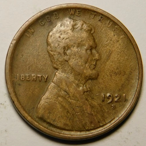 1921-S Lincoln Wheat Cent Penny F-VF "Actual Coin Pictured"