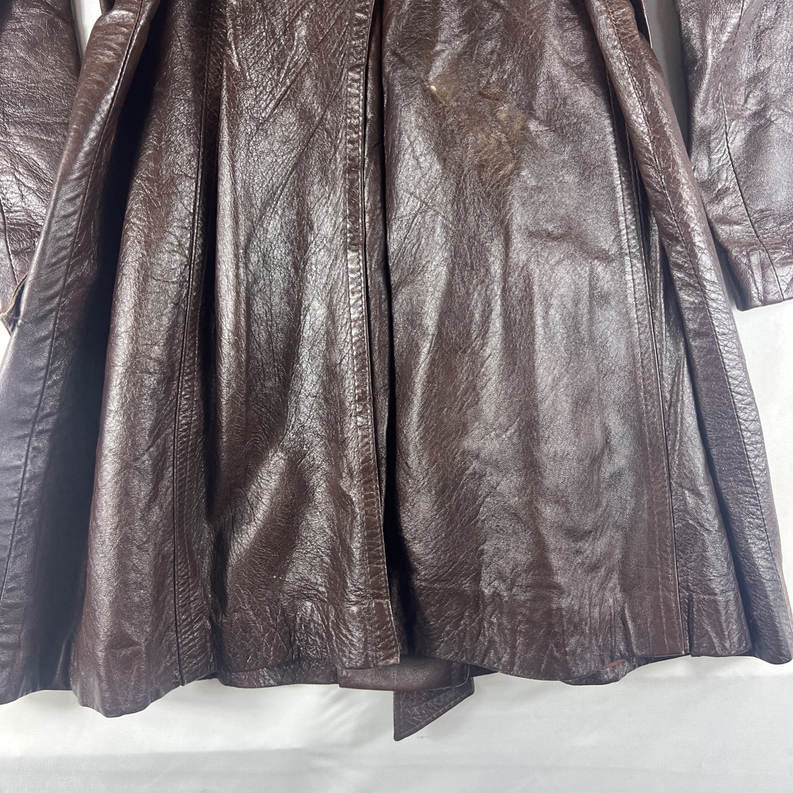 Berman's Brown Full Button Collared Belted Long L… - image 13