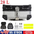 28L Aluminum Motorcycle Top Case Lock Trunk Luggage Tour Tail Box Storage Silver