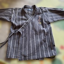 Disney Mickey Boy's Jinbei 120cm Black Stripe Cotton Traditional Pajama Japan