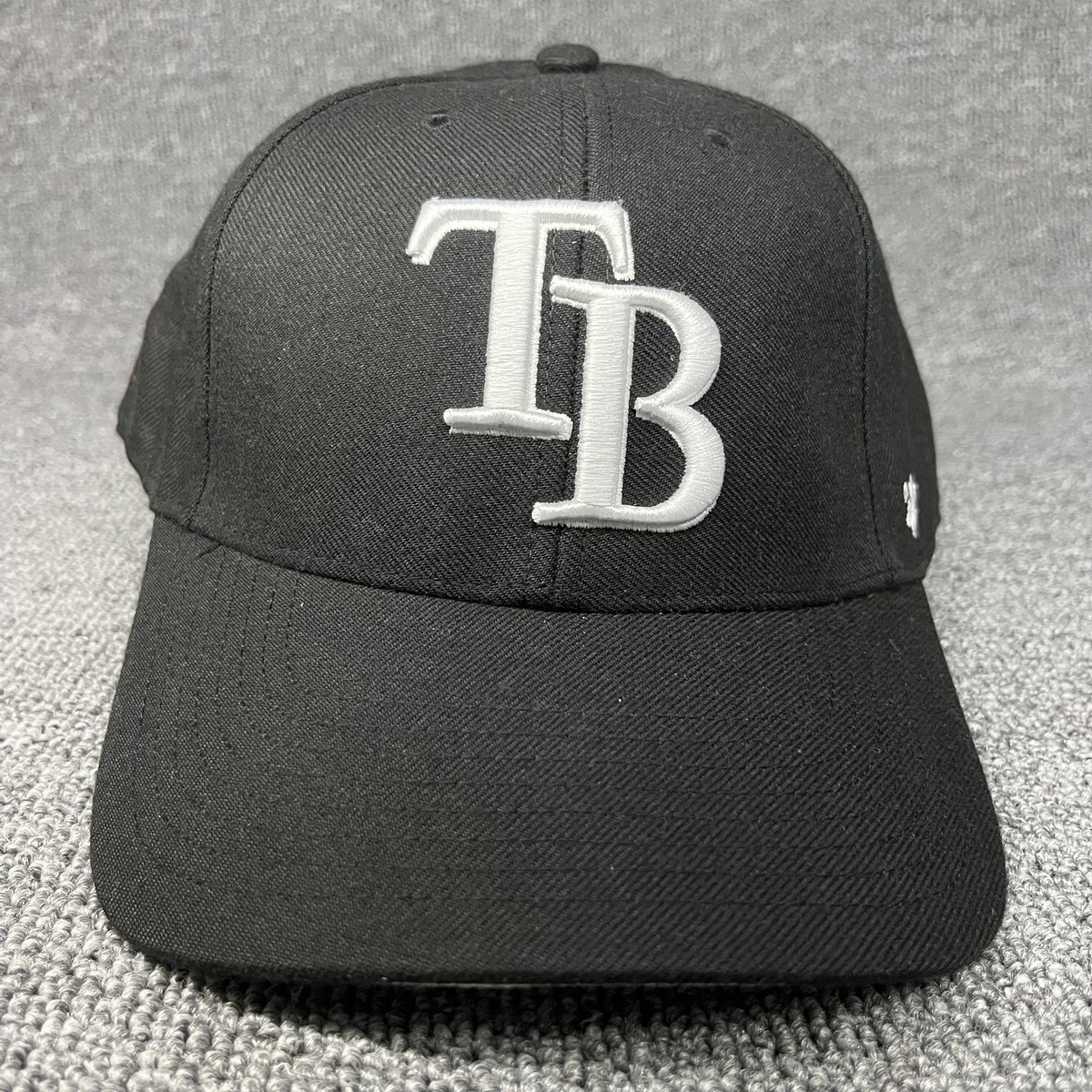 47 Brand Tampa Bay Rays TB Snapback Hat Black White Captain MLB Baseball Cap