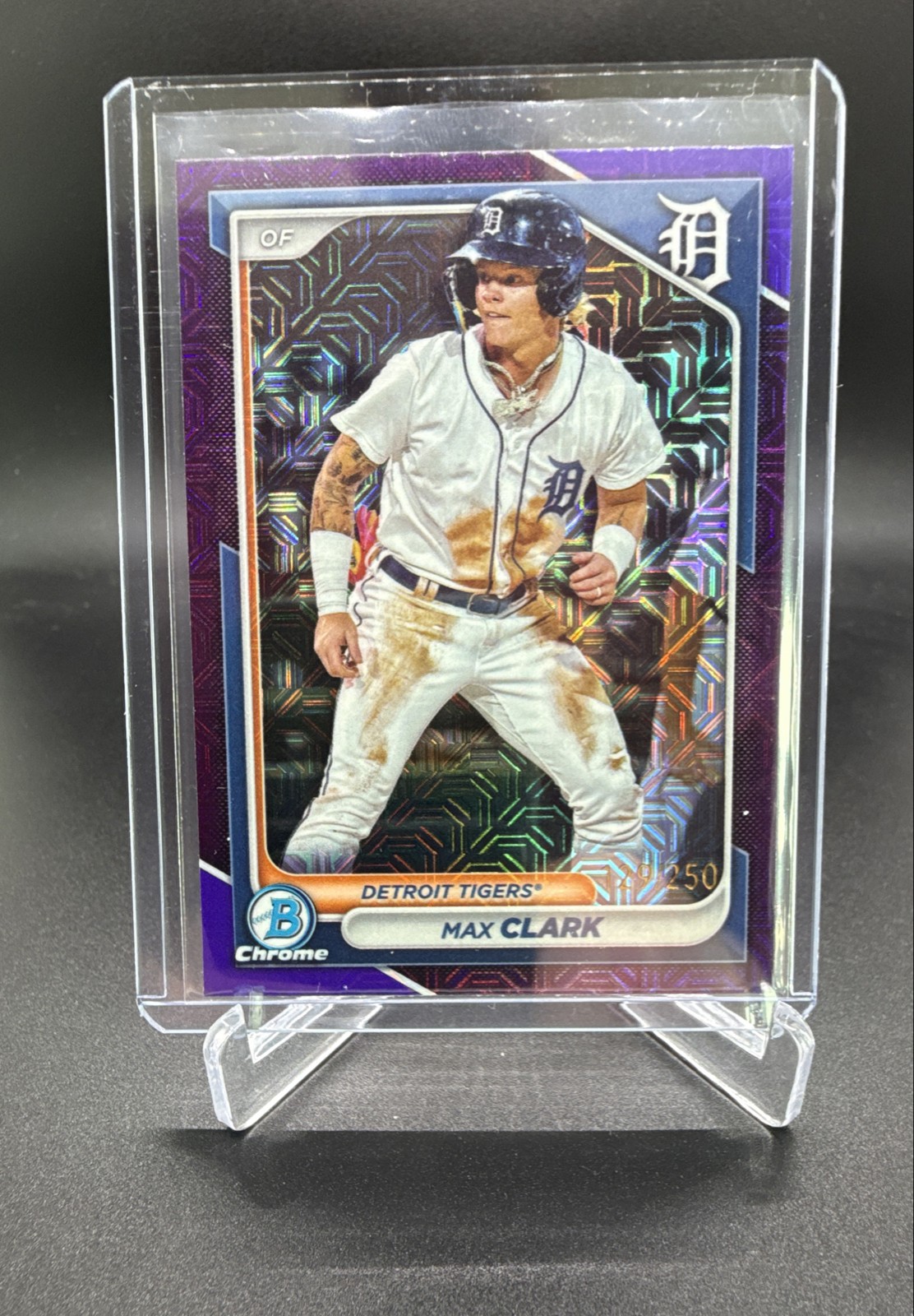 2024 Bowman - Chrome Prospects Max Clark #BCP-74 Purple Mojo Refractor /250 (RC)