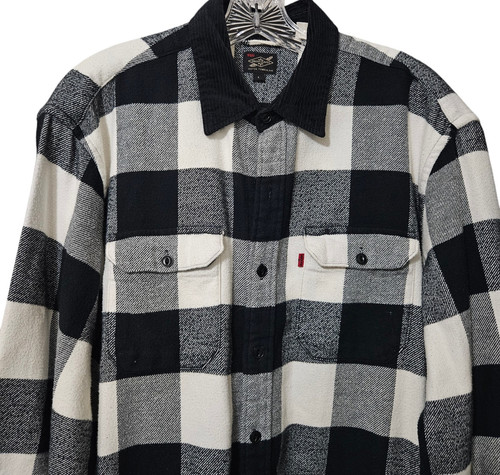 Levis Mens Fresh Leaves Justin Timberlake Long Sleeve Black & White Plaid Large - Picture 1 of 9