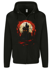 Haunted House Halloween Spooky Mens Zip Up Hoodie