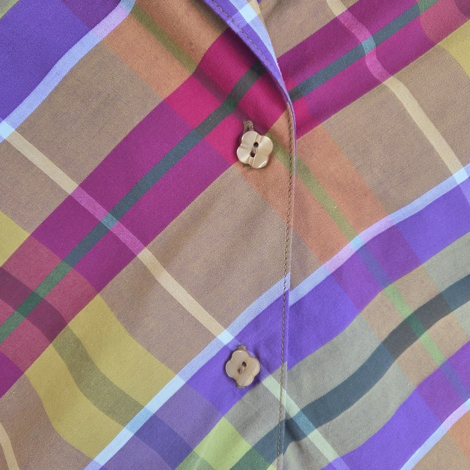 Camisa De Colección Y2K Bechamel Para Mujer M Abotonada Colorida Cuadros Extravagante Dopamina Foto 3 de 4