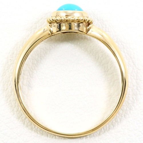 Jewelry K9Yellow gold ring 10Japan size Turquoise About1.7g Free shipping Used - Picture 2 of 6