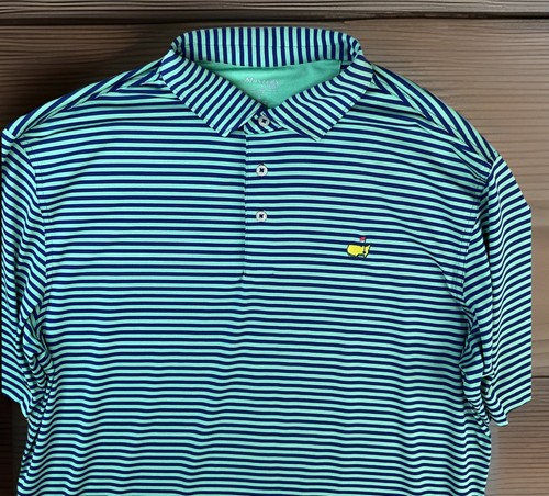 Masters Tech Poloshirt Golf Performance Gestreift Kurzarm Grün Herren Gr. L