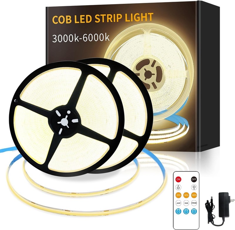 COB LED Strip Lights 100ft,3000K DC 24V Dimmable Warm White Flexible LED Rope