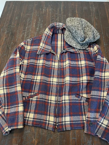 1940s Vintage WW2 Sportclad Plaid Cinch-Back Short Wool Jacket Antique Workwear - Picture 24 of 24