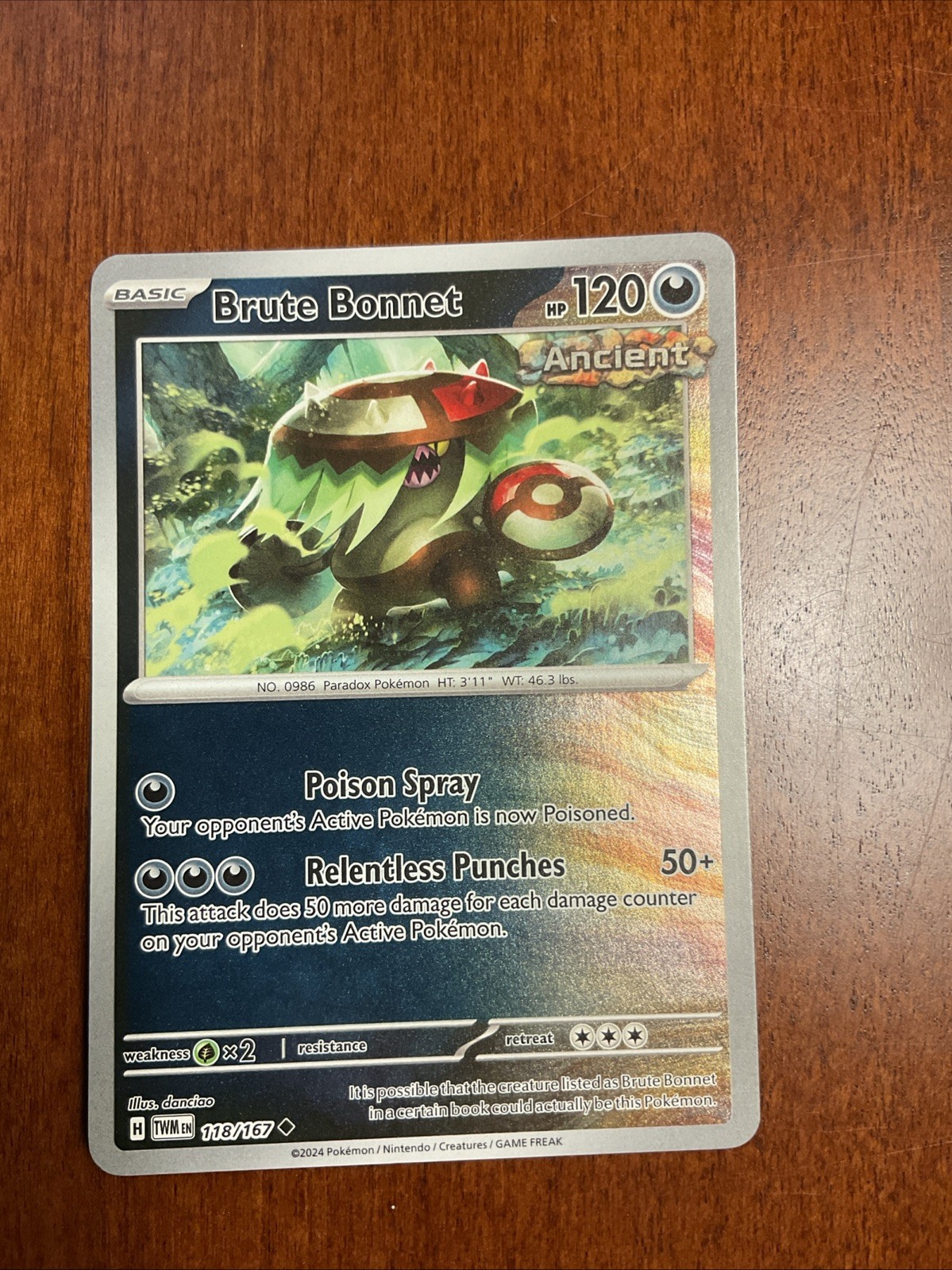 Brute Bonnet 118/167 Twilight Masquerade Reverse Holo Pokemon TCG Card