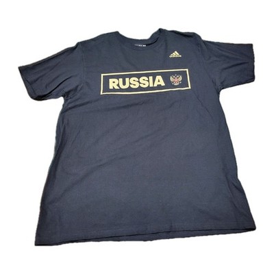 Adidas Russia National Team T-Shirt Size Large  Black Eagle Crest Soccer