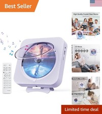 Portable Bluetooth CD Player with Remote Control  FM Radio - Purple Elegance