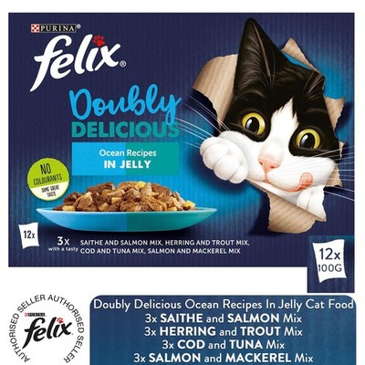 Felix Doubly Delicious Ocean Rezepte in Gelee Nassfutter für Katzen, 12x100g