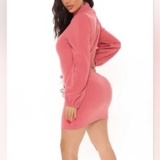 Fashion Nova Mauve Pink Long Sleeve Turtleneck Bodycon Mini Dress SIZE: M