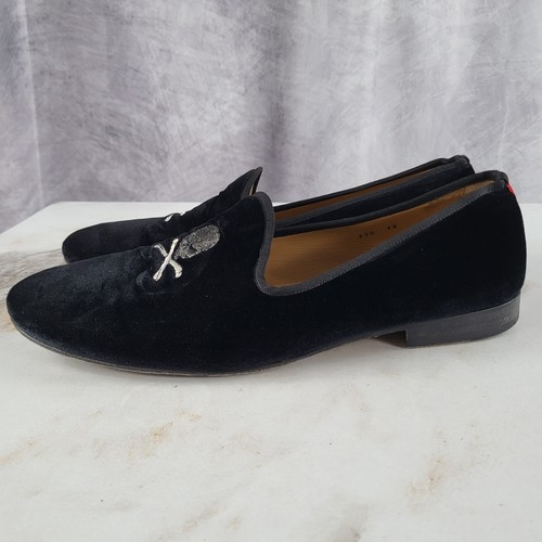 Del Toro Velvet Skull Bones Loafers Men's Size 13 Black - Picture 5 of 16