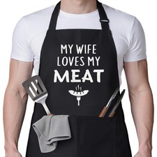 Funny Husband Apron Fathers Day Gifts Him Kitchen Grilling Cooking BBQ PC
