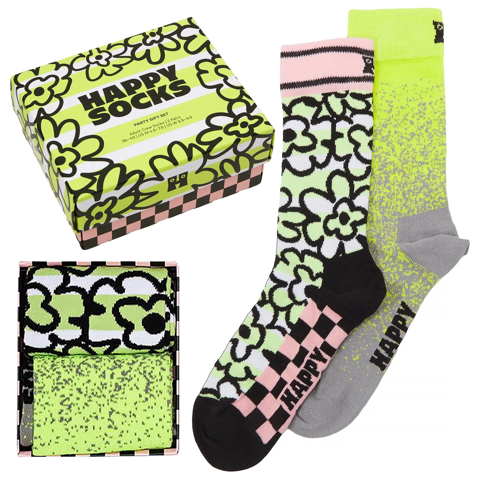 Happy Socks - Mens Party Gift Box Socks 2 Pack Cotton Novelty Socks