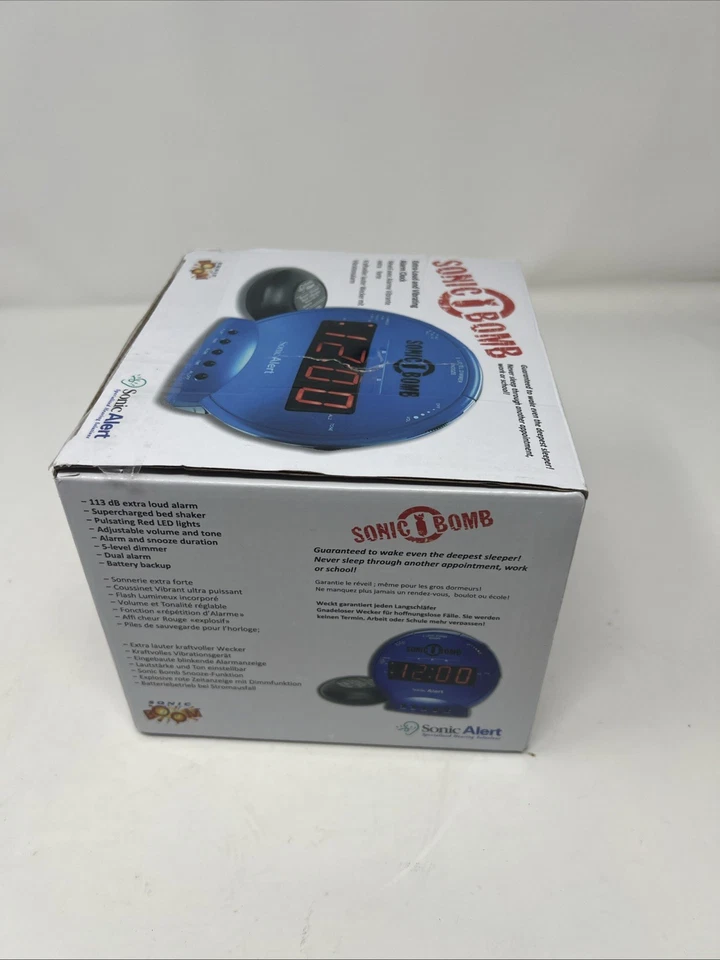 Sonic Alert Sonic Bomb SBB500ss вибрирующий будильник | бирюзовый - Бесплатная доставка - Изображение 3 из 4