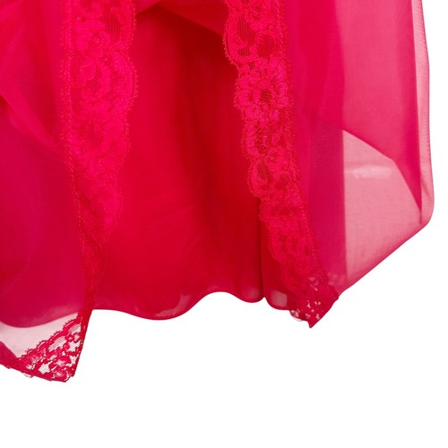 Vintage Sleep Set Size Medium Shadowline Satin Lace Nightgown Red - Picture 7 of 11