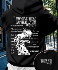 Men's Jesus Christ Graphic Hoodie - "Forgive Them, Father..." Bible Verse Hoodie
