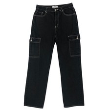 SONG Y2K Cargo Pants Contrast Stitch High Rise Straight Leg Jeans Size 9/29