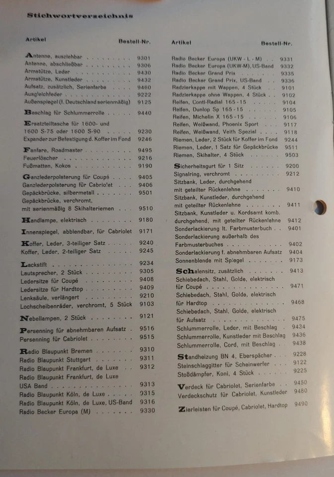 ¡VINTAGE! Porsche 356B 1962 accesorios accesorio folleto OEM Foto 4 de 4