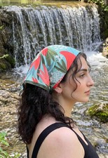 Satin Floral Bandana Botanical Print Tropical...