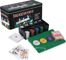200 Piece Poker Set Casino Style Game Texas Hold'Em Poker and Blackjack Game wit