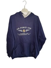 Vintage 90s Air Force One Presidential Crew Hoodie Sweatshirt Navy USA Made XL
