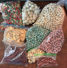 Assorted wooden beads for crafts - various sizes and colors -some new, some used