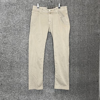 Jacob Cohen Men Hand Made In Italy Cotton Blend Chino Pant Size 31 (32X30) Beige