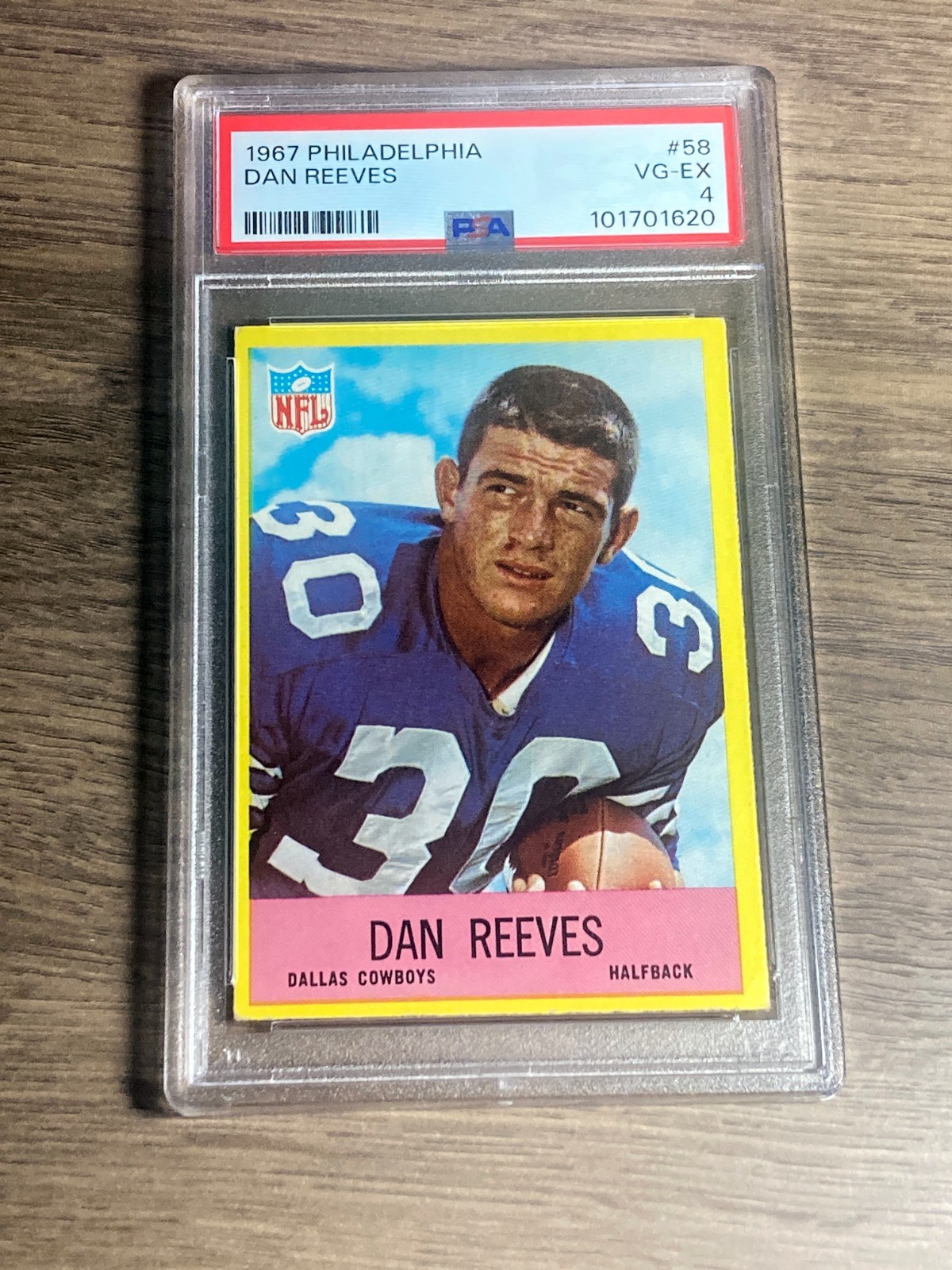 Dan Reeves 1967 Philadelphia PSA 4 VG-EX Graded Card Dallas Cowboys Rookie #58
