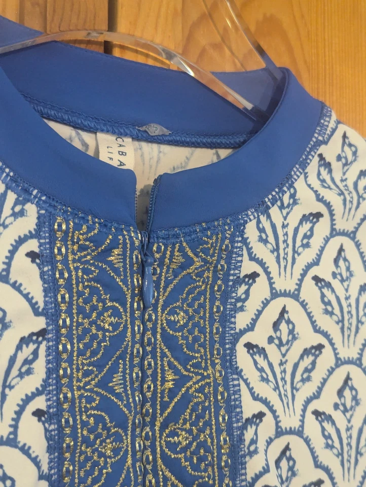 Camisa de natación Cabana Life Girls protección contra erupciones talla 10 azul bordada manga larga Foto 3 de 4