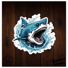 Shark Wave Bite - Vinyl Decal Sticker - Car Window Laptop - ebn9506