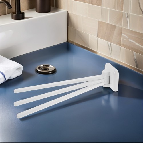  Toalleras de baño con brazo oscilante: toallero de baño de montaje en pared con suspensión de 3 brazos - Imagen 3 de 12