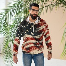 Distressed American Flag 3D All Over Print Hoodie - Adults  Youth