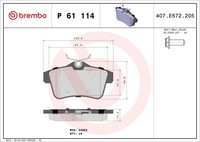 Hinterachse Brembo P 61 114X Bremsbelagsatz, Scheibenbremse FüR CitroËN,Ds,Ds (C
