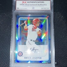 Topps Bowman Bryce Harper BP1 rookie Refractor Licensed Reprint Nationals Card. rookie card picture