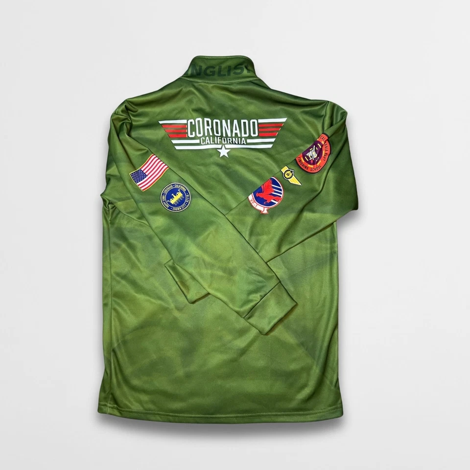 Chaqueta deportiva Top Gun Parody Coronado Islanders de Spenglish verde con parches L P Foto 3 de 4