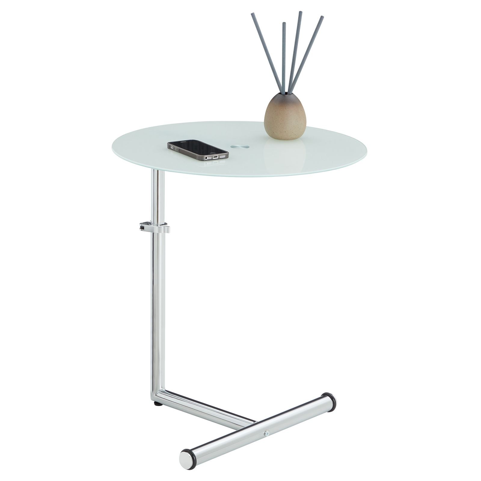 Table d'appoint ronde réglable en verre trempé blanc IDDesign
