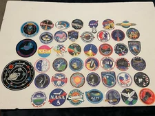 NASA Space flight Stickers & Patch Lot Skylab Hubble Shuttle KSC X-59 SEMAA ++