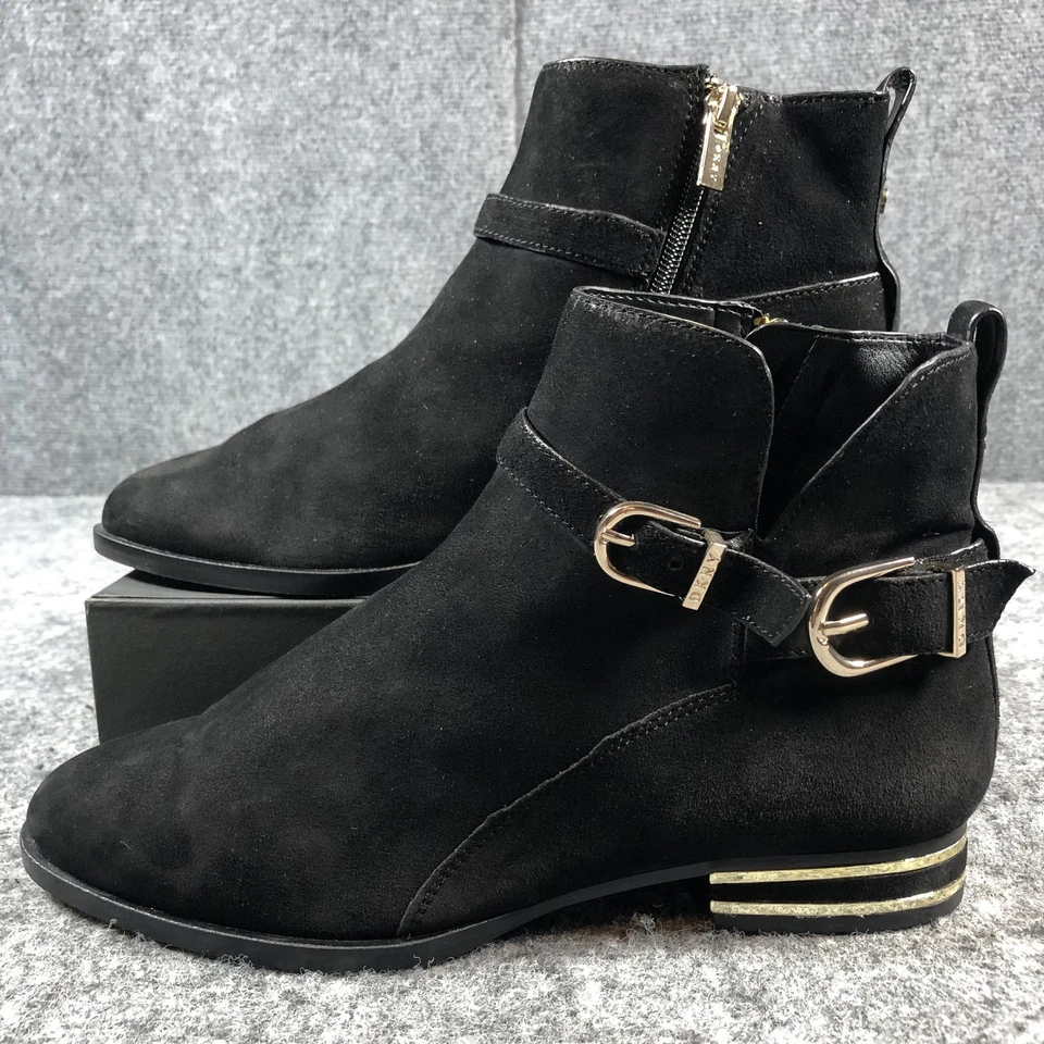 DKNY Boots Womens Size 9.5 Black Suede Ankle Booties Buckle Side Zip K3859004 - Image 3 of 4