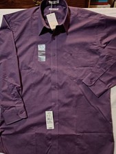 Pierre Cardin Plum Solid Dress Shirt 16 32/33 Regular Cotton Blend Pockets