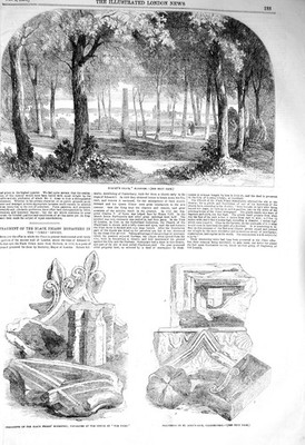 Original alter antiker Druck 1856 Hamlet'S Grave Elsinore Kloster Clerkenwell