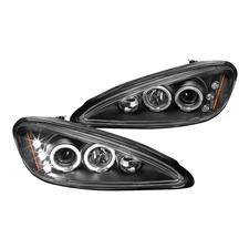 Black Fits 1999-2005 Pontiac Grand Am Led Halo Projector Headlights Left+Right
