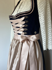Marjo Samt Dirndl Gr.38 blau/rosa Schürze, S...