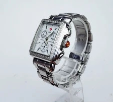 Women's SWISS CHRONOGRAPH Watch MICHELE "Deco" MW06A01. Diamonds Bezel. MOP Dial